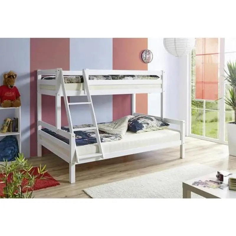 Etagenbett Maxim Wei&szlig; Buche massiv 140 cm m. Leiter