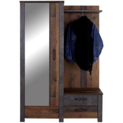 Garderobe Ontario Old Style/ Beton B: 128,6 cm Mit Spiegel