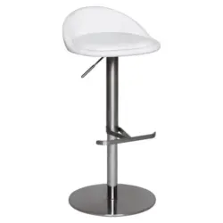 Barhocker H&ouml;henverstellbar Mit Lehne Lederlook Wei&szlig;