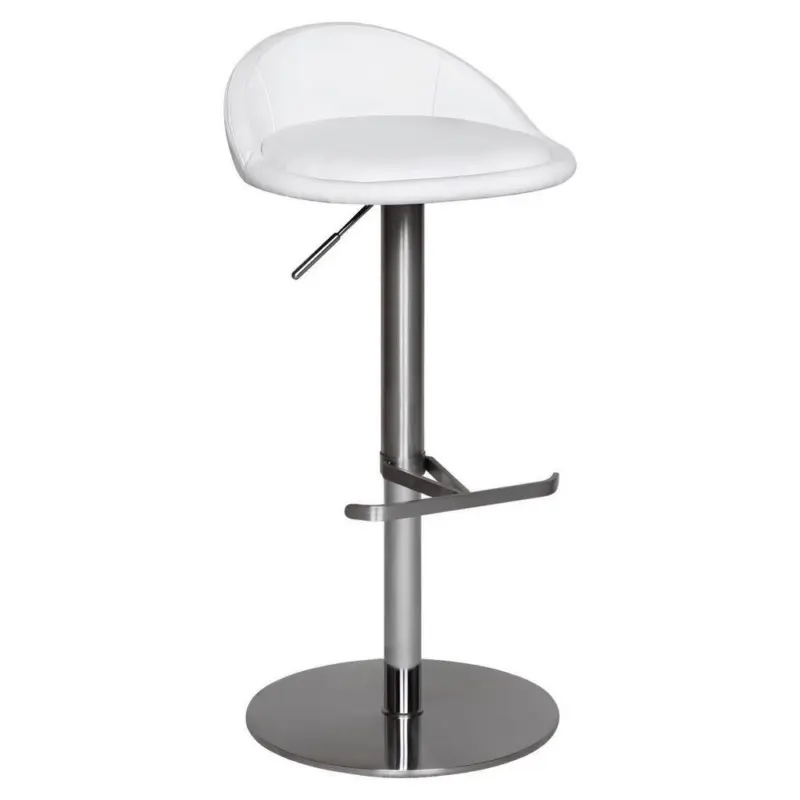 Barhocker H&ouml;henverstellbar Mit Lehne Lederlook Wei&szlig;