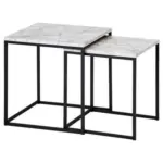 M&ouml;belix Couchtisch 2er-Set Marmoroptik Wei&szlig;/Schwarz