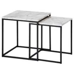 Couchtisch 2er-Set Marmoroptik Wei&szlig;/Schwarz