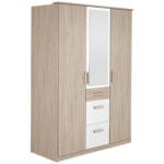 Möbelix Drehtürenschrank Mit Spiegel + Laden 135cm Cariba, Eiche/weiß