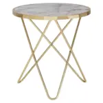 Möbelix Beistelltisch Marmor-optik Rund, Haripin-Beine Gold