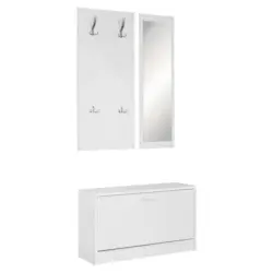 Garderoben-set Jana Wei&szlig; Dekor 3--Teilig. Mit Spiegel