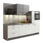 Möbelix Küchenzeile Pn220/pn100 Mit Geräten 280 Cm Weiß/steingrau