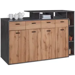 Kommode mit Aufsatz B 190cm Tom, Eiche Dekor/Beton Optik