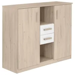 Kommode 124cm Cariba, Eiche Dekor/weiß