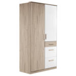 Möbelix Drehtürenschrank 90cm Cariba, Eiche/weiß Dekor