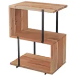 Möbelix Beistelltisch Massivholz S-Form, Akazie/schwarz