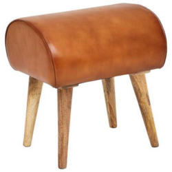 Hocker Leder Braun Sitz Gepolstert H: 53 Cm Rechteckig