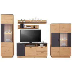 Wohnkombination Modern 5 -Teilig. Tonale 6, Eiche Dekor/Grau