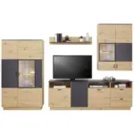 M&ouml;belix Wohnkombination Modern 4 -Teilig. Tonale 5, Eiche Dekor/Grau