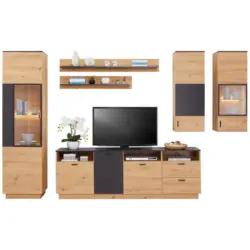 Wohnkombination Modern 6 -Teilig. Tonale 1, Eiche Dekor/Grau