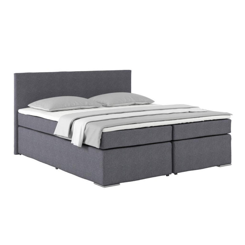 Boxspringbett Mit Topper 180x200cm Nero, Dunkelgrau