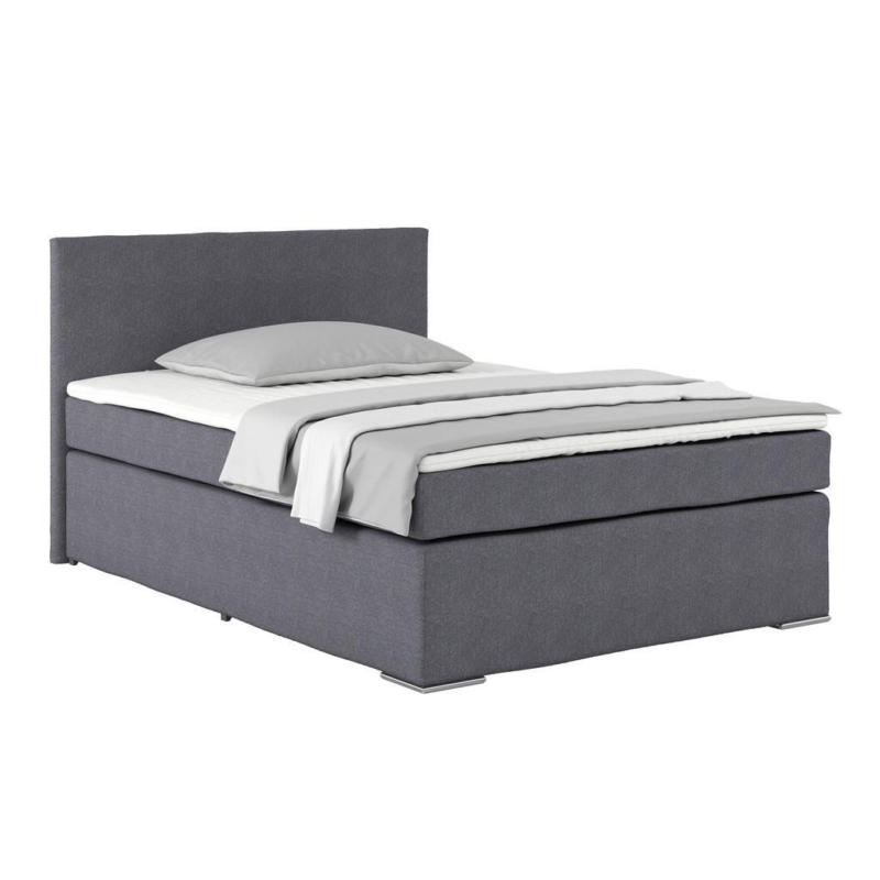 Boxspringbett Mit Topper 140x200cm Nero, Dunkelgrau