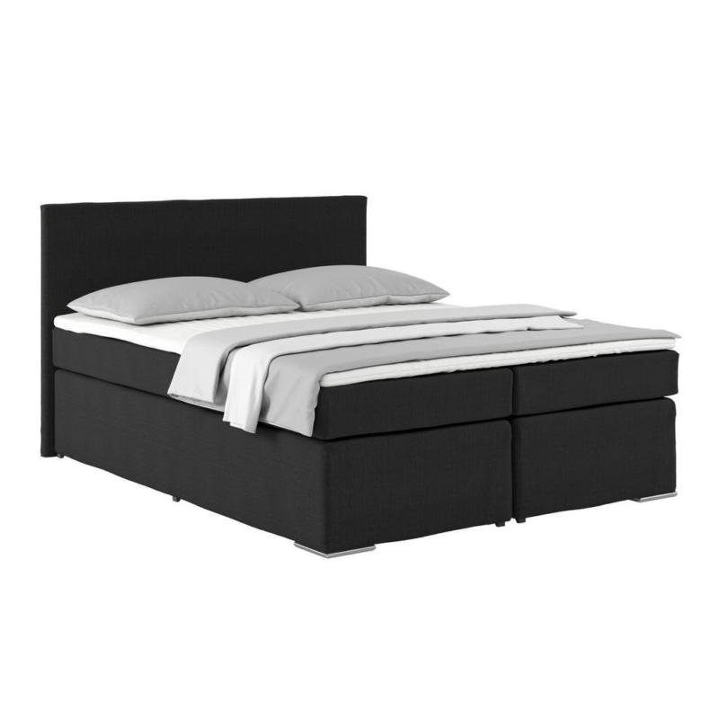 Boxspringbett Mit Topper 160x200 Nero, Schwarz