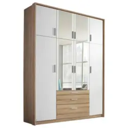 Drehtürenschrank Mit Spiegel + Laden 185cm Hildesheim, Weiß