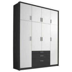 Drehtürenschrank mit Laden 185cm Hildesheim, Weiß/Grau