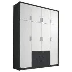 Drehtürenschrank Mit Laden 185cm Hildesheim, Weiß/grau