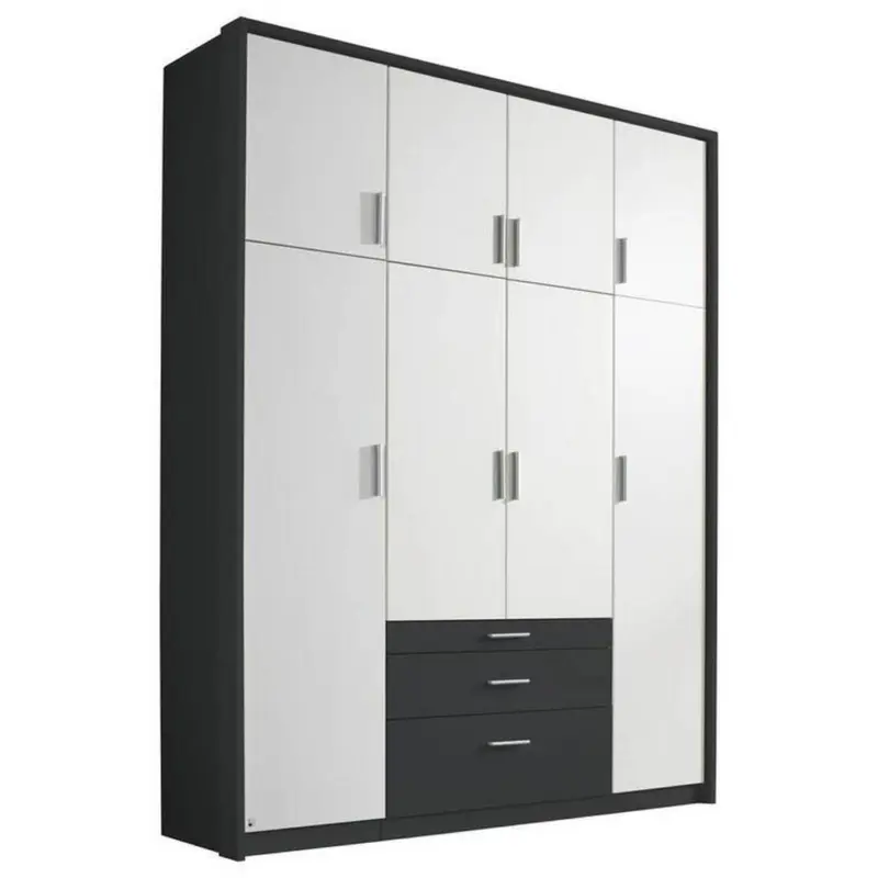 Drehtürenschrank Mit Laden 185cm Hildesheim, Weiß/grau