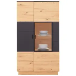 Vitrine Tonale B: 93,5 Cm, Eiche Dekor/grau