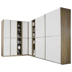 Eckschrank 224x359cm Essensa, Eiche Dekor/weiß