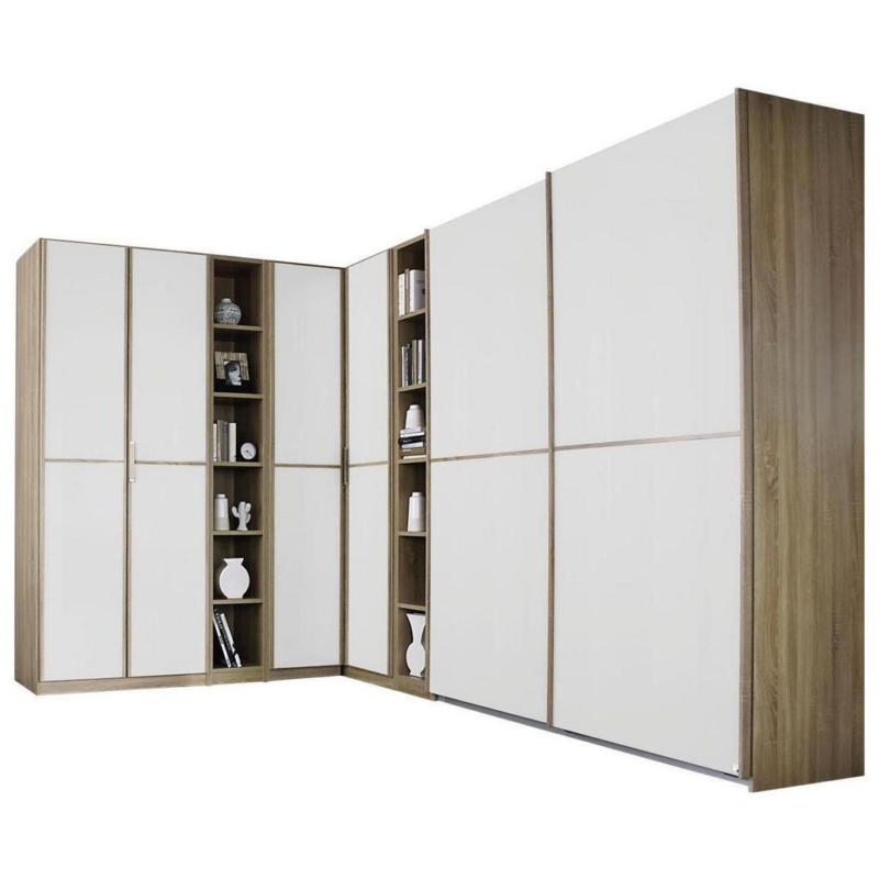 Eckschrank 224x359cm Essensa, Eiche Dekor/Weiß