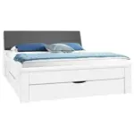 Möbelix Bett Mit Stauraum + Kopfteil Gepolstert 180x200 Lindau Weiß