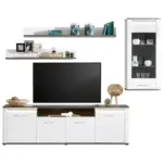 Möbelix Wohnkombination Modern 5 -Teilig. mit Led Alassio 9, Weiß/Matera