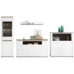 Möbelix Wohnkombination Modern 4 -Teilig. mit Led Alassio 4, Weiß/Matera