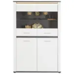 Möbelix Vitrine Alassio B: 109 Cm Mit Beleuchtung Graphitfarben/weiß