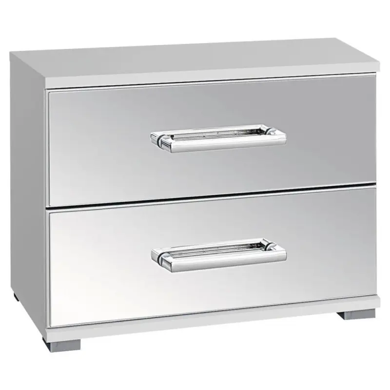 Nachtkästchen Weiß/spiegel H: 38 Cm Moita