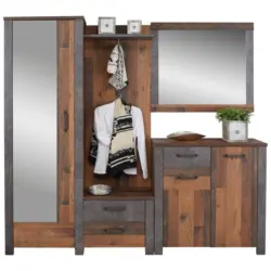 Garderoben-set Ontario Old Style Dekor 3 -Teilig. Mit Spiegel