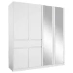 Möbelix Drehtürenschrank Mit Spiegel Grifflos 181cm Tübingen, Weiß