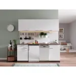 Möbelix Küchenzeile Economy Mit Geräten 195 Cm Weiß/eiche Dekor Modern