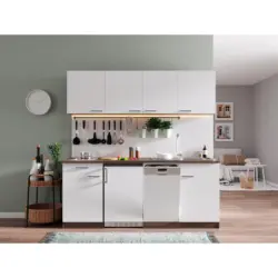 Küchenzeile Economy Mit Geräten 195 Cm Weiß/eiche Dekor Modern