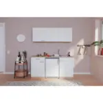 Möbelix Miniküche mit Kühlschrank + Kochfeld 150 cm Weiß /Eiche