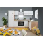 M&ouml;belix Einbauk&uuml;che Eckk&uuml;che M&ouml;belix Economy Mit Ger&auml;ten 172x280 Cm Wei&szlig;/eiche Dekor