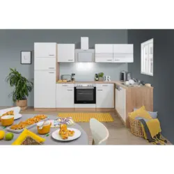 Einbauküche Eckküche Möbelix Economy Mit Geräten 172x280 Cm Weiß/eiche Dekor