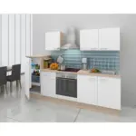 Möbelix Küchenzeile Economy mit Geräten 270 cm Weiß/Eiche Dekor Modern