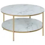 Möbelix Couchtisch mit Glasplatte + Ablagefach Alisma Marmor Dekor