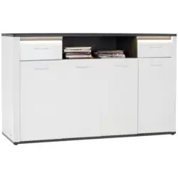 Highboard Mit Led + Soft-close B 203,6 Cm Alassio Wei&szlig;/matera