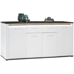 Sideboard Mit Led-beleuchtung B 203,6cm Alassio, Weiß/matera