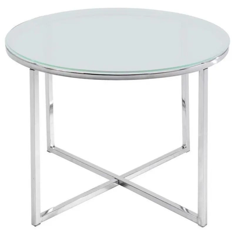 Beistelltisch Mit Glasplatte Rund Cross, Klar/chromfarben