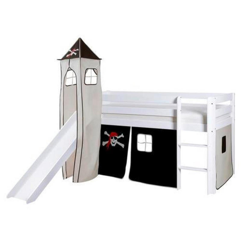 Spielbett Kasper Schwarz/weiß Kiefer Massiv 90 Cm Turm