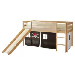 Spielbett Manuel Schwarz/weiß Kiefer Massiv 90 Cm Rutsche