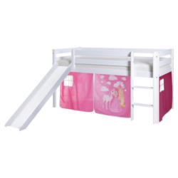 Spielbett Manuel Weiß/Pink Kiefer Massiv 90 cm Rutsche