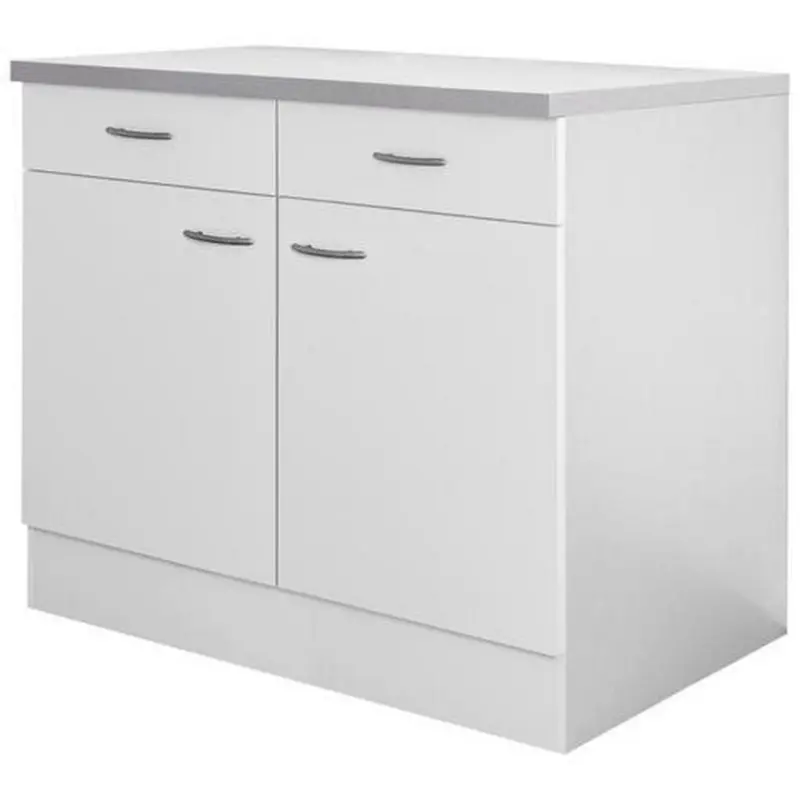 Küchenunterschrank Wito 100 cm Weiß 2 Drehtüren