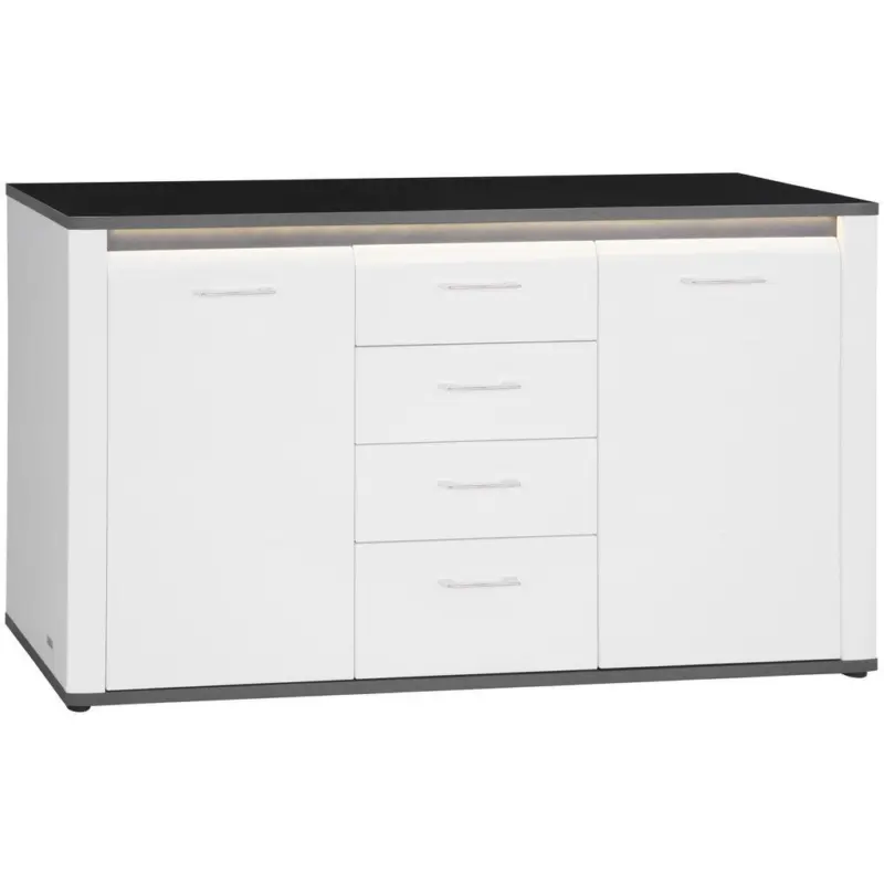 Kommode Mit Lichtleiste + Softclose B 157cm Alassio Weiß